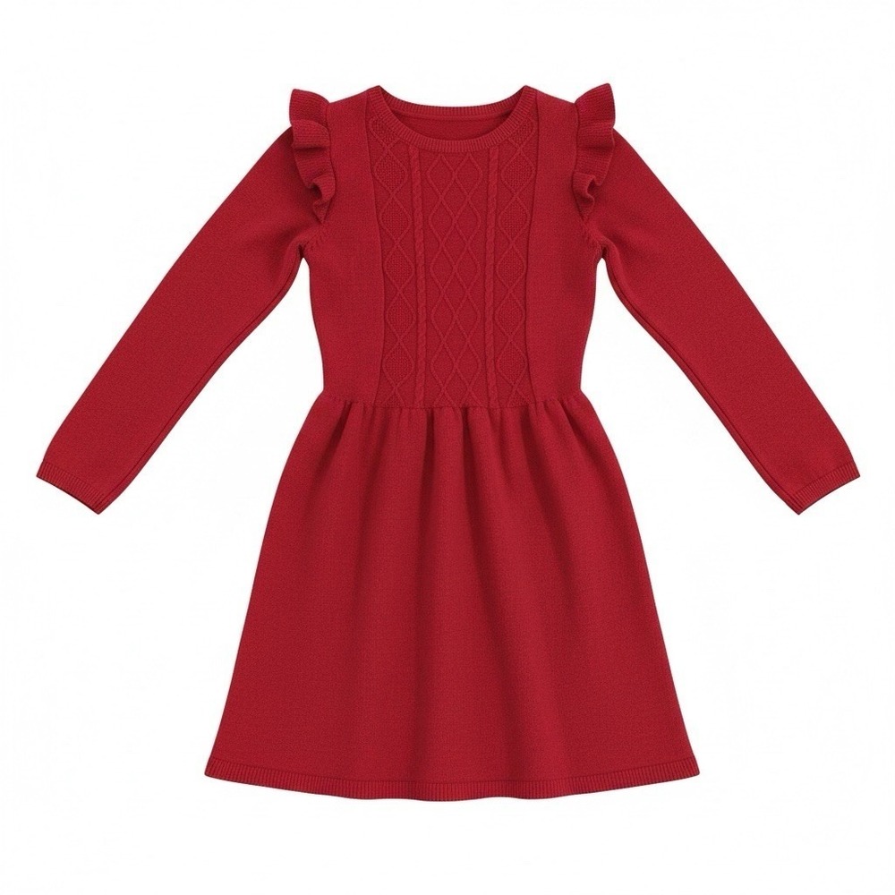 Carter's Kids Girls Long Sleeve Red Sweater Dress Sz 14 Holiday